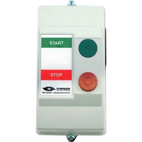 NEMA 4X Enclosed Motor Starter, 9A, 1PH, Start/Stop, 24-60V, 7.6-10A, Springer Controls Co, Mfr#: AF0916P2G-1F